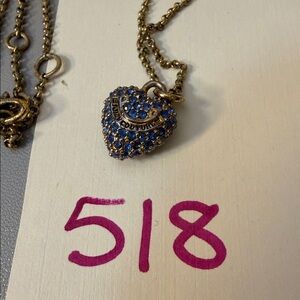 Juicy Couture Gold Necklace with Blue Crystal Heart 518